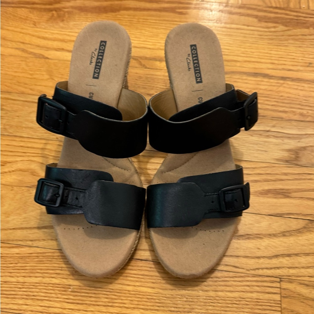 Clarks Collection Black Heeled Sandals EUC Sz 8